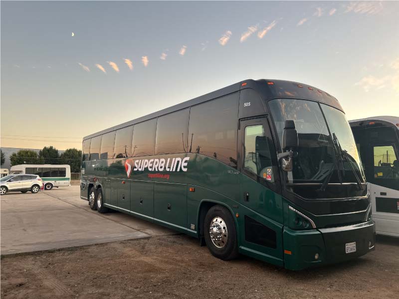 Charter Bus for Teams rental with comfortable seating for long distance travel